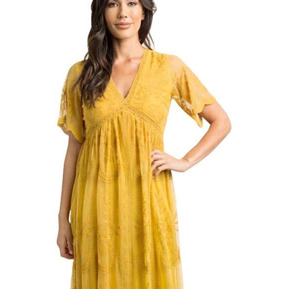 Yellow lace maxi dress, one size but fits like a medium